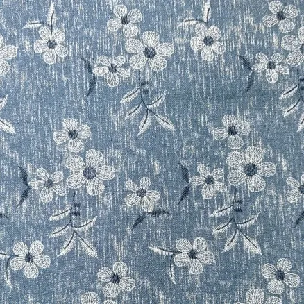 Denimstoff 145cm 60 Blomster - 50cm