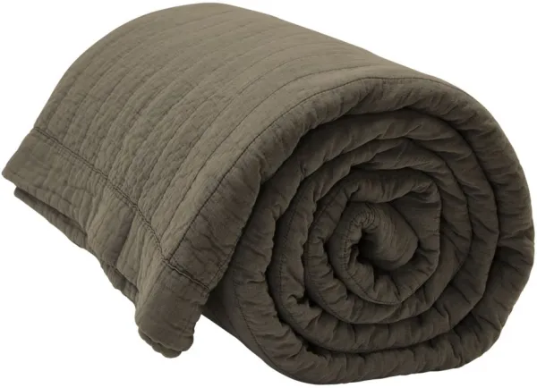 Magnhild, Vattert sengeteppe, bark, 280x280 cm