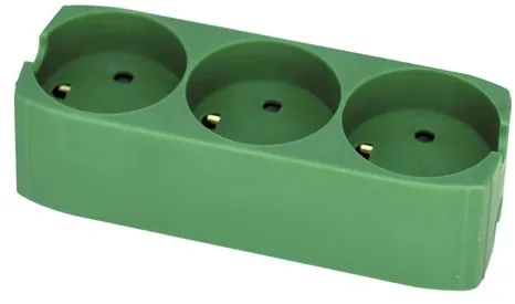 Gripo grenuttak med 3 uttak og jording, grønn